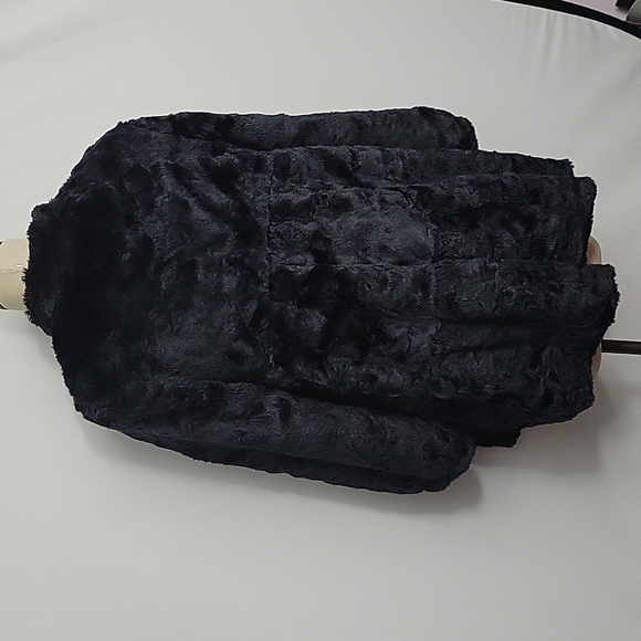 Anthroplogie Elevenses Faux Fur Swing Coat Size 12 Black EUC - Picture 7 of 10